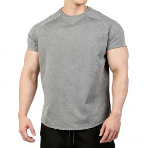 T-shirt tricoté 100 % coton coupe ajustée pour homme OEM, vêtement de sport respirant, haut d'entraînement, commandes en gros USA - Product Image 1