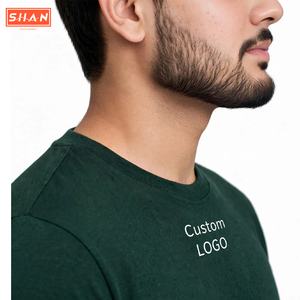 เสื้อยืดผู้ชาย SHAN สกรีนโลโก้ได้ ผ้าฝ้าย 100% แขนสั้น คอกลม ทรงปกติ สีเขียวล้วน เสื้อยืดลำลองผ้าฝ้ายสำหรับผู้ชาย - Product Image 4