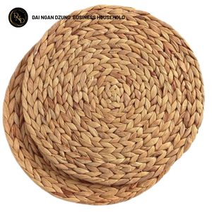 Set de table rond en jacinthe d'eau naturelle, design bohème, résistant à la chaleur, écologique - Product Image 1