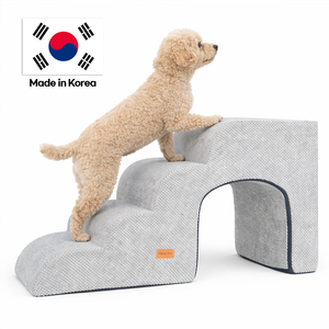 [AllmioPet] Escalier pour animaux de compagnie de style grotte à 4 marches, gris AMP C4 GR 3 en 1, sûr et confortable pour chien, chat, chiot, chaton, escalier pour canapé, lit - Product Image 1