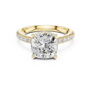 Bague de fiançailles unisexe de luxe en or massif 18 carats avec halo caché, sertie d'un diamant de laboratoire de 3 carats inspiré d'un coussin, certifiée IGI - Product Image 5