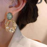 Anting Bunga Vintage Kristal Hijau Moissanite Berlapis Perak 925 Perhiasan Pesta Pernikahan Pertunangan Unisex