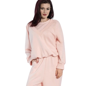 <b>Women</b> Fleece Crew Neck Sweatshirt Tracksuit Set Straight Leg Trousers Relaxed Fit Casual Winter Two Piece <b>Lounge</b> Outfit - Product Image 6
