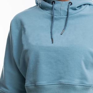 Sweat à capuche court pour femme 100% Coton respirant, séchage rapide, antibactérien, couleur unie, style décontracté, 400 g/m², coupe oversize, Meilleure vente - Product Image 4