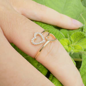 แหวนหมั้นรูปหัวใจคู่ประดับเพชรซิร์คอน เงินแท้ 925 สำหรับผู้หญิง ดีไซน์คลาสสิก Toi Et Moi ของขวัญวันครบรอบแต่งงาน วันวาเลนไทน์ - Product Image 6