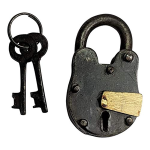 Cadenas antique en fer noir avec 2 clés vintage, robuste, finition rustique décorative pour portes, armoires, coffres, portails, décoration intérieure - Product Image 5