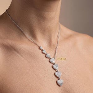 Beautiful Full Zircon Heart Tassel Pendant Necklace 925 Sterling Silver Rose Gold Plated Diamond Luxury Multi Drop <b>Jewelry</b> Women - Product Image 3