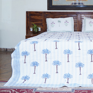 Indian Bohemian Kantha Cotton Quilt Handmade Embroidered Washable Reversible Lightweight Floral <b>Bedspread</b> for Home & Hotel Use - Product Image 5