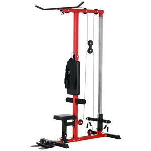 Macchina per trazioni verticali (Lat Pull Down) con sedile regolabile e pedana ribaltabile per sistemi da palestra domestica, disponibile in rosso - Product Image 1