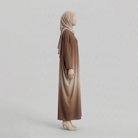 Vente en gros OEM Robe Abaya Hijab Modeste Droite Unie pour Femme 100% Soie Mousseline Broderie Bouton Taille Naturelle Vintage