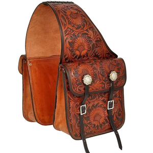 Sacoche en cuir pour selle de cheval western et moto, faite à la main, sculptée à la main, 100% cuir de buffle, couleur et logo personnalisables, SS - Product Image 1