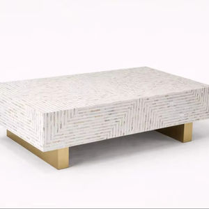 Table basse avec incrustation de nacre |   Table basse rectangulaire artisanale |   Table de service artisanale |   Décoration intérieure - Product Image 1