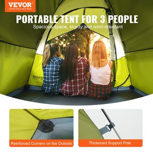 7'x7'x48 \ "tenda per zaino in spalla leggera impermeabile per 3 persone per campeggio all'aperto in famiglia, trekking da caccia alpinismo - Product Image 2