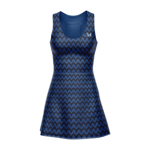 Vestido de Tenis Azul con Estampado Geométrico para Mujer, Sin Mangas, Cuello Redondo, Absorbe la Humedad, Ajustado, Ropa Deportiva, Falda de Golf para Verano - Product Image 1