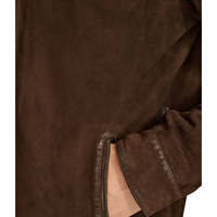 Chaqueta de Cuero Leathertex para Hombre, Hecha a Mano, de Gamuza de Oveja Color Chocolate, Estilo Café Racer, Edición Clásica Minimalista, Talla Grande para Verano
