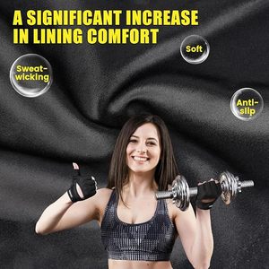 Black Half <b>Finger</b> Fitness Gloves for Weight Lifting & Bodybuilding Gym Workout with Palm Protection and Adjustable Wrist <b>Strap</b> - Product Image 6
