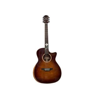 Beginner 6-String Solid Spruce Acoustic Guitar with Rosewood Fretboard Real Shell Carved Rose Colored Finish Right Handed - Product Image 1