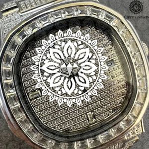 Charm_Jewells Men's Luxury Stainless Steel Square <b>Watch</b> 42mm Diamond Encrusted Sapphire Crystal Analog Dial Quartz Movement - Product Image 5