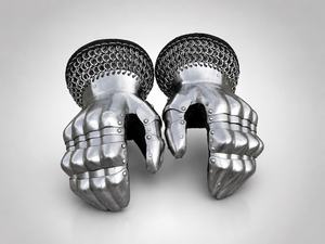 Gants de chevalier médiévaux en acier argenté, armure de bras de style antique, objet de collection, artisanat d'art, poli double face - Product Image 2