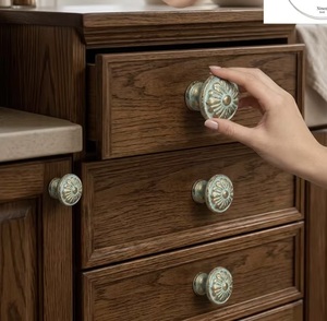 Cast Iron Industrial Durable Adjustable Round Cabinet <b>Knob</b> with Flower Design <b>for</b> Home Office Dining Drawer <b>Dresser</b> - Product Image 2