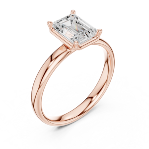 Anillo de Compromiso Solitario con Corte Esmeralda en Oro Rosa, Clásico con Cuatro Puntas, Joyería Fina Elegante para Mujer - Product Image 1