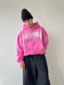 เสื้อฮู้ดซิปเต็มตัวแบบหนาพิเศษ ล้างสีซีดสไตล์วินเทจ ตกแต่งด้วยกราฟิกประดับเพชร สำหรับผู้ชาย สีเทาซีด สไตล์สตรีทแวร์ - Product Image 6
