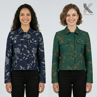 Veste d'hiver pour femme en jacquard floral, 100% coton BCI, manteau épais avec finition douce et texturée