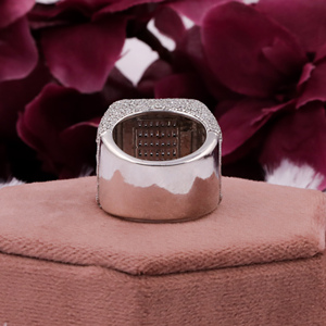 Luxury 925 <b>Sterling</b> <b>Silver</b> Moissanite Wide Band <b>Ring</b> with Round & Baguette Cut Stones Multi-Row Pave Diamond Style <b>Ring</b> for <b>Men</b> - Product Image 4
