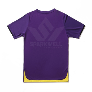 เสื้อฟุตบอลผู้ชายสีม่วง คอวี แขนสั้น ระบายเหงื่อ แห้งเร็ว ผลิตจากโพลีเอสเตอร์ รับสั่งทำชุดทีมฟุตบอล - Product Image 4