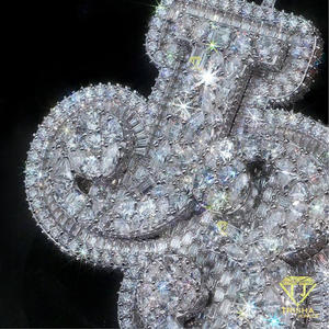 Custom 925 Silver GIA Certified Moissanite <b>Iced</b> <b>Out</b> Hip Hop Cuban Link <b>Chain</b> Charm Pendant Necklace Unisex Jewelry - Product Image 4