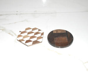 Posavasos personalizado gratis de madera de acacia y mango, posavasos de resina para comedor de boda pulido y almohadillas, posavasos de decoración - Product Image 3