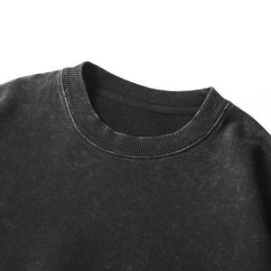 Sweat-shirt à col rond vintage délavé à l'acide de haute qualité pour hommes – Sweat-shirt à capuche et sweat-shirt à col rond - Product Image 2