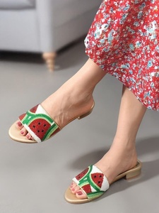 Sandalias Planas Hechas a Mano con Cuentas para Mujer, Sandalias de Verano con Punta Abierta, Estilo Slip-On, Modernas, Color Rosa - Product Image 5