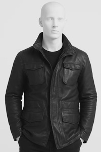 เสื้อแจ็คเก็ตฟิลด์โค้ท M65 สีดำสำหรับผู้ชาย ผลิตจากโพลีเอสเตอร์/ไนลอน กันน้ำ เป็นมิตรกับสิ่งแวดล้อม พร้อมปกแบบแมนดาริน มาตรฐาน ISO - Product Image 3