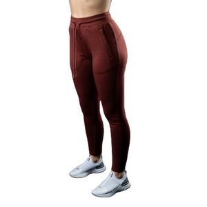 Joggers de entrenamiento activo hechos a medida para mujer, ropa de calle informal ajustada negra sólida para invierno, estilo frontal plano - Product Image 1