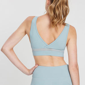 Seamless Women's Sports <b>Bra</b> Racerback Scoop Neck Medium Support Yoga Fitness Top Light <b>Blue</b> - Product Image 2
