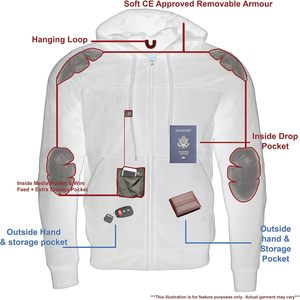 Sweat à capuche en cuir pour homme 2025, homologué CE, blindé, en coton, versions noir et argent, fibres renforcées, vêtements de course automobile et de moto - Product Image 4