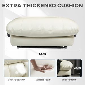 Sedia da Ufficio Direzionale Reclinabile in Pelle PU Bianco Crema con Schienale Alto e Poggiapiedi, Sedia da Scrivania Imbottita per il Massimo Comfort - Product Image 6