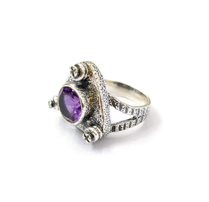 Anillo de Amatista con Engaste de Plata 925, Corte Redondo, Estilo Vintage para Uso Diario, Joyería Fina, Suministro al por Mayor - Product Image 2