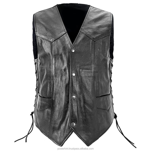 Button Up Mens Leather Vest Boxy Fit Genuine Leather <b>Waistcoat</b> Bulk Streetwear And Riding Apparels Leather Vest For Men's - Product Image 4