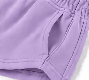 กางเกงขาสั้นผู้หญิงสีม่วง ยี่ห้อ Index Apparel เอวยางยืด สวมใส่สบาย ระบายอากาศได้ดี ทรงปกติ ขาขวา มีโลโก้ - Product Image 4