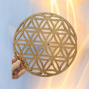 Eco-Friendly Crystal Grid Set Sacred Geometry Grid <b>Board</b> for Stress Relief Pearl Laser Cut MDF Wooden Grid <b>Mat</b> Engraved Carving - Product Image 6