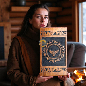 Handcrafted eagle wave & Natural Wood Cremation Urn Ashes Box Artistic Funeral Memorial Keepsake by AYAANS - Product Image 4