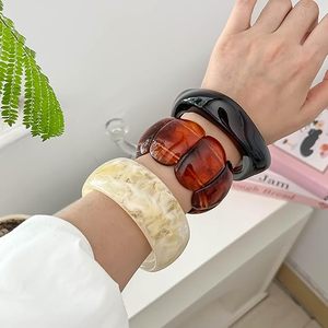 Bracelets Manchette Irréguliers Géométriques Larges pour Seniors, Tendance, Épais, en Résine, Empilables, Extensibles, Étanche - Bijoux ALTAMASH CRAFT - Product Image 3