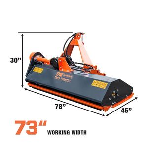 Trinciaerba a flagelli con spostamento laterale da 72 pollici per taglio erba, per trattori da 30-60 CV, attacco a 3 punti, usato, con albero di trasmissione PTO, TMG TFMS72 - Product Image 4