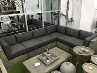 Ensemble de canapés modulaires d'extérieur en ciment imperméable, moderne, écologique, durable, avec coussins premium à séchage rapide pour jardin, patio et salon
