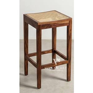 Tabouret de comptoir traditionnel en bois massif avec coussin en tissu doux et dossier confortable pour chambre, appartement, cuisine/salle à manger - Product Image 5