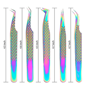 Pince à cils de précision antistatique en acier sur mesure, forme en L, type C, droite professionnelle, volume arc-en-ciel, forte adhérence - Product Image 1