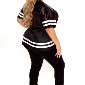 Camiseta deportiva extragrande de fútbol americano para mujer, de malla lisa, para ropa urbana, venta al por mayor con etiqueta privada para mujer - Product Image 3