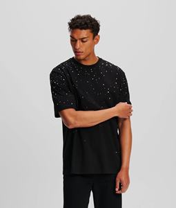 Camiseta de algodón 100% de alta calidad para hombre con diseño de diamantes de imitación patrón sólido ropa Unisex a granel - Product Image 2